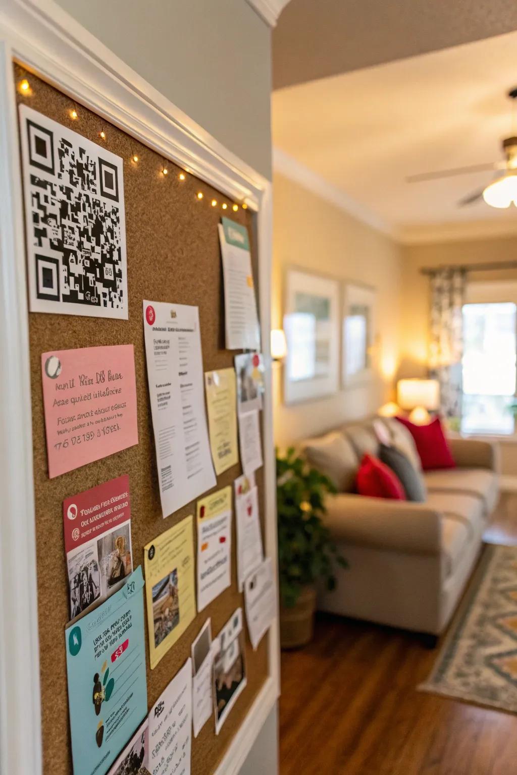 A tech-savvy board featuring digital integration and social media links.