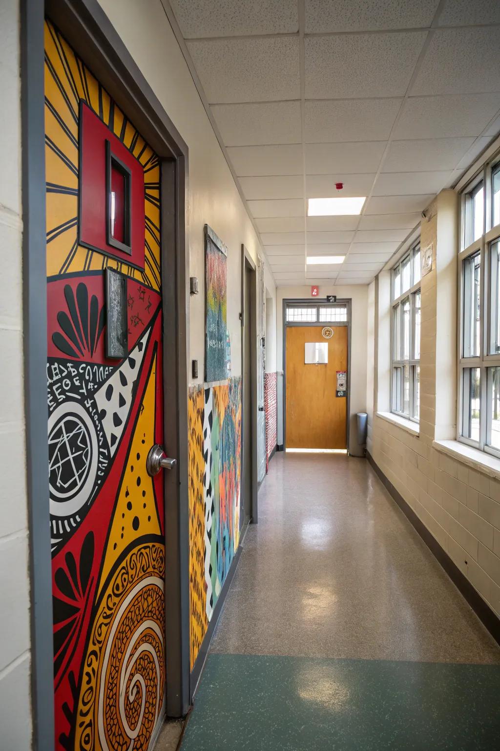 With striking, graphic door decorations, it’s easy to make a statement.