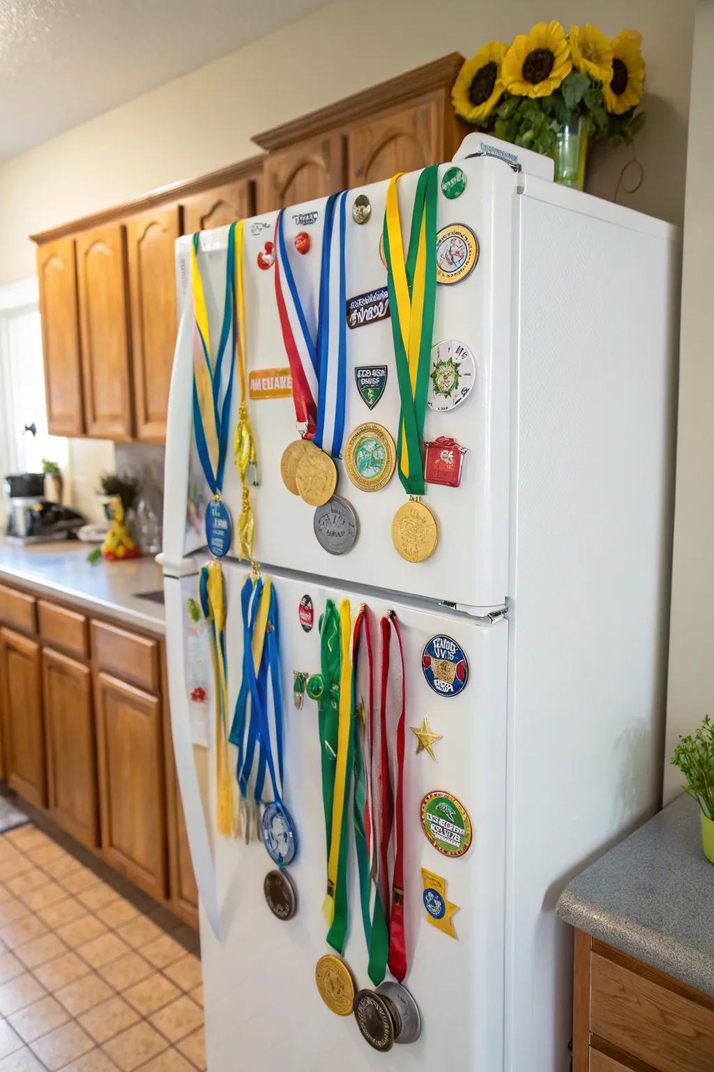 Fridge magnets propose an idiosyncratic approach to maintain your medals visible and memorable.