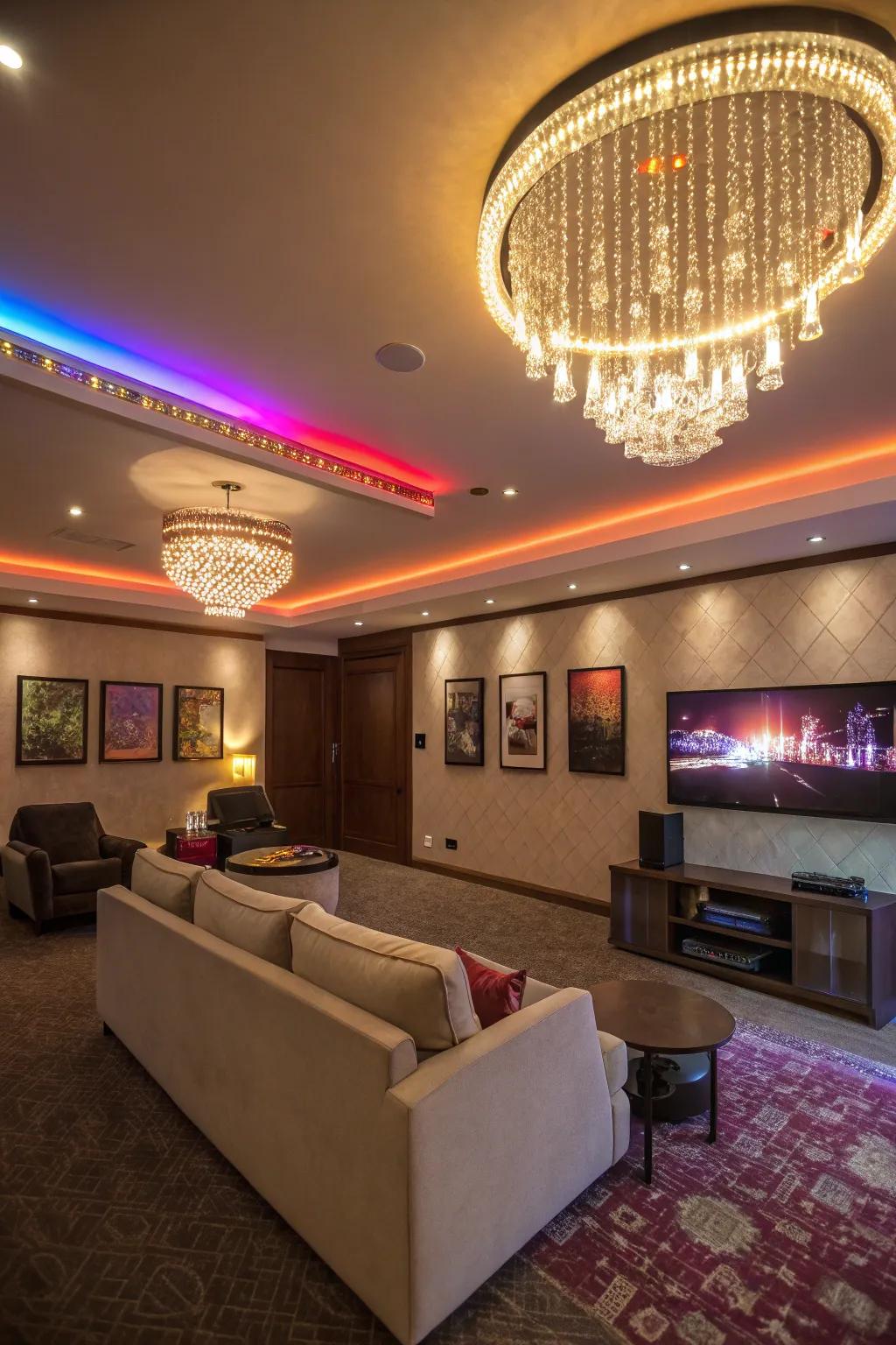 Illumination fixtures enhance the atmosphere of your rec room.