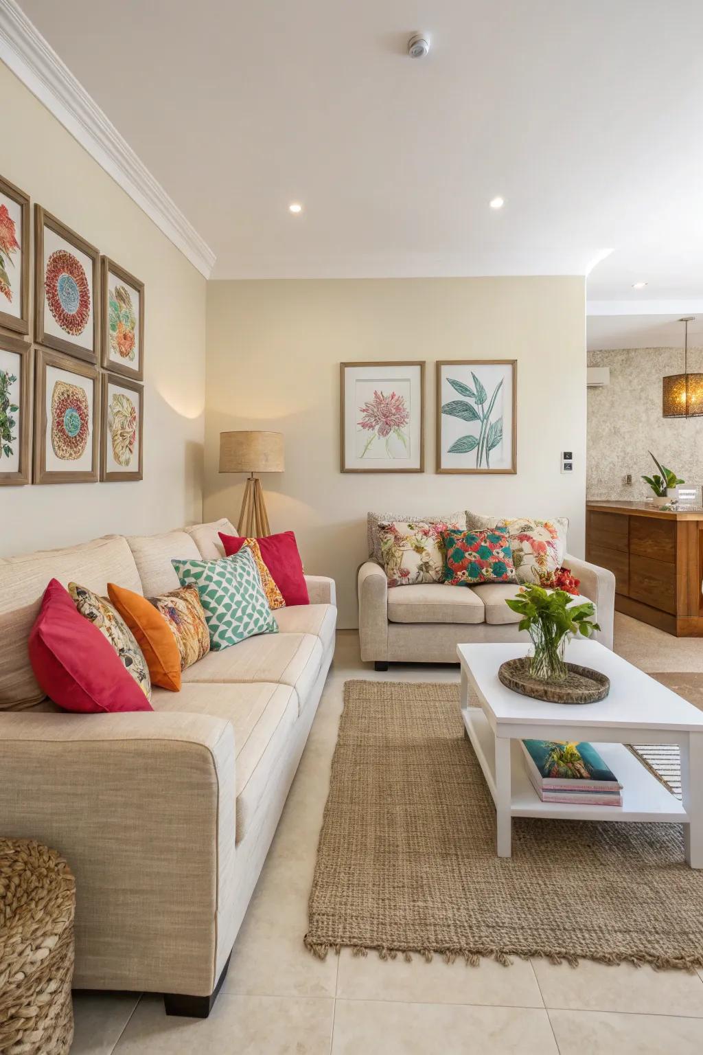 Neutral tones provide a serene, versatile backdrop.