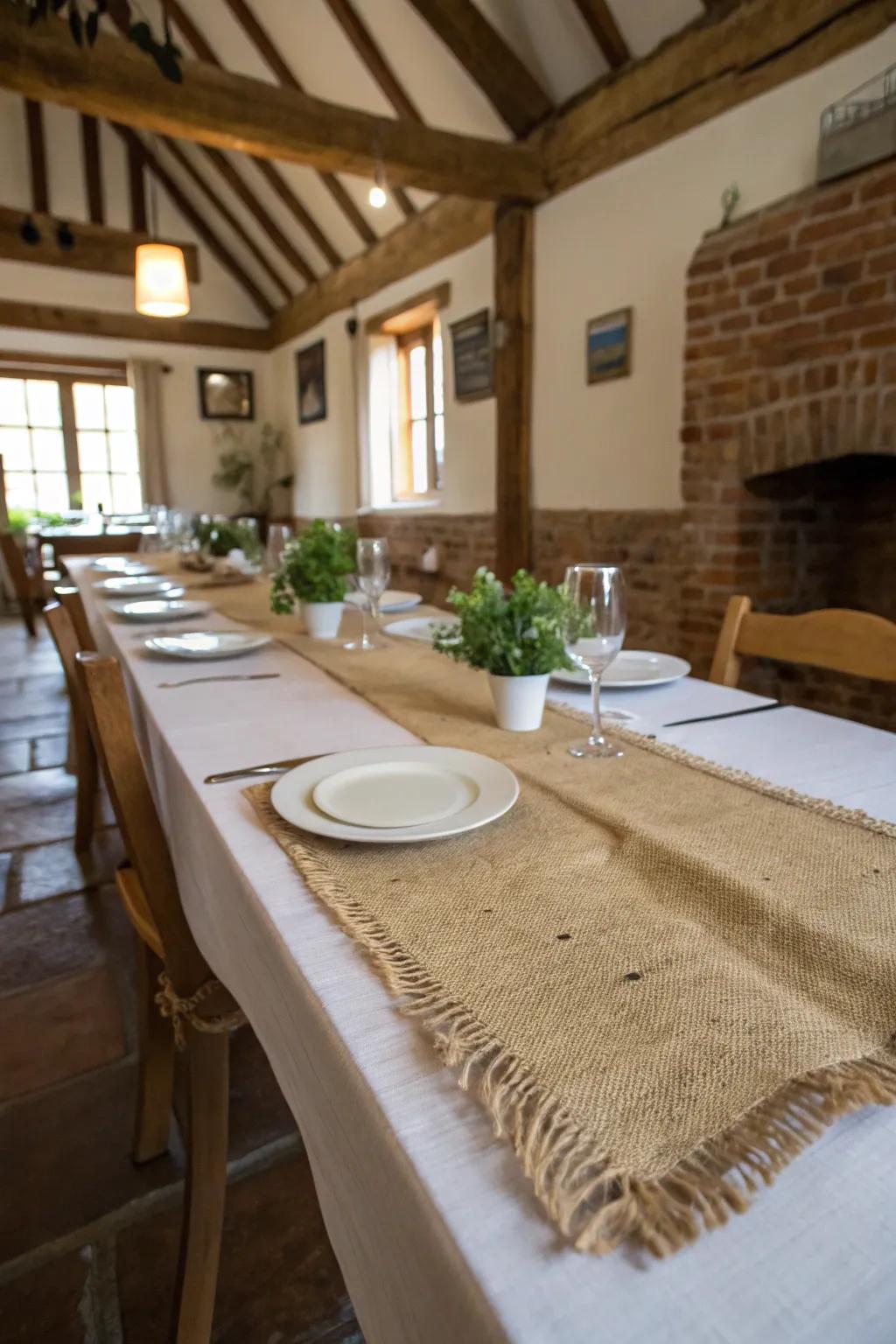 Hessian and natural fibers infuse an earthy sensation.