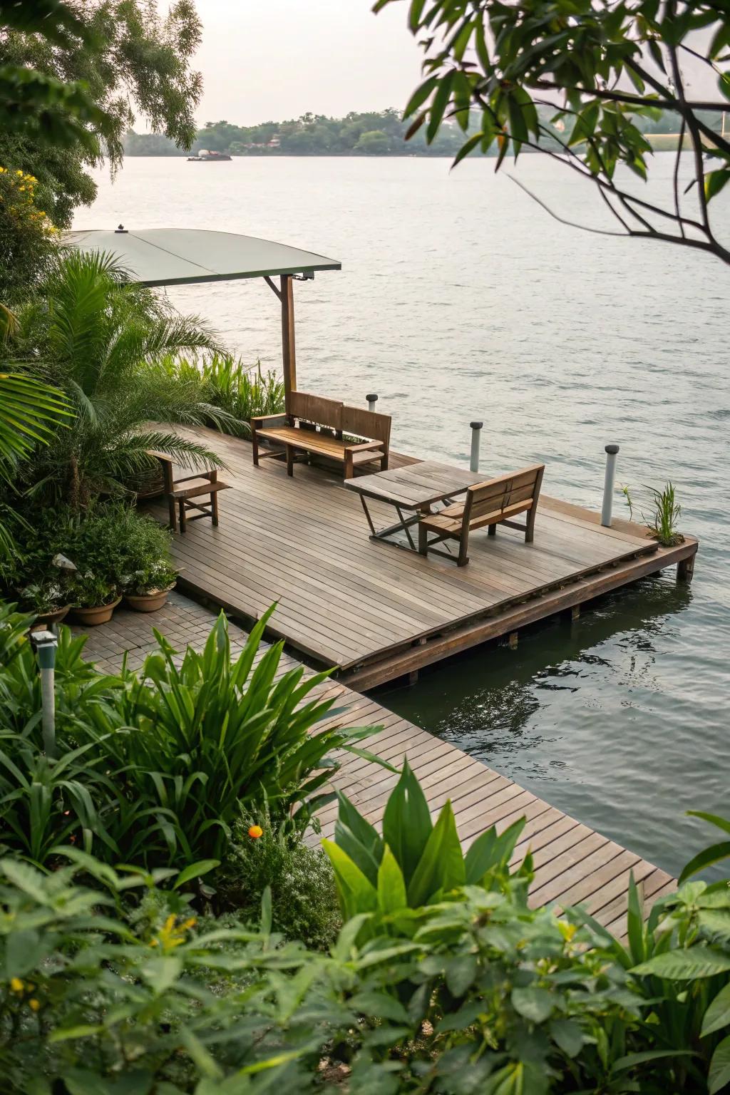 A dock designed to provide privacy and relaxation.