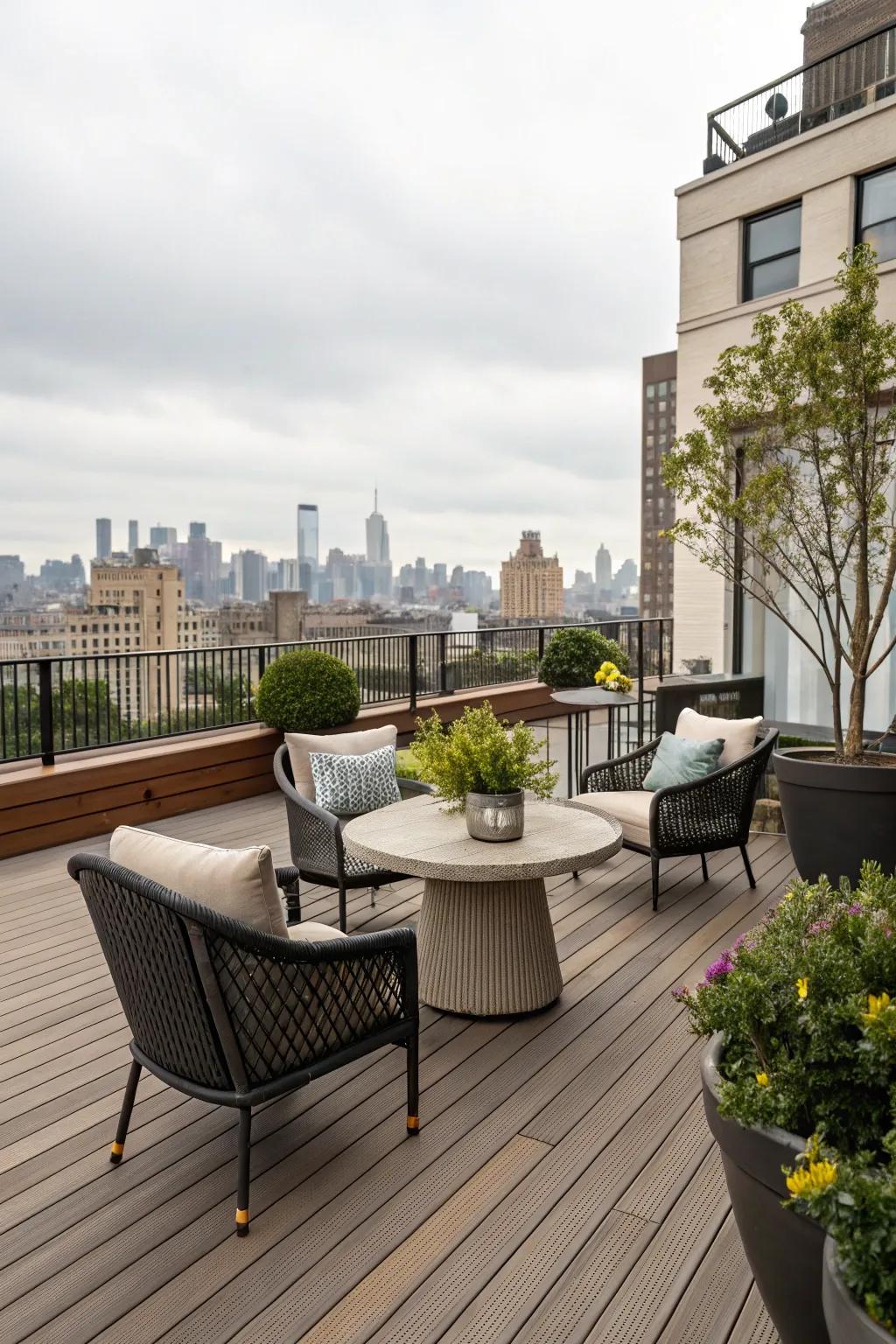 Enhance your rooftop using timeless wooden decking.