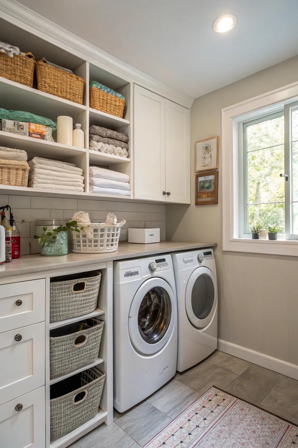 A utility area integration streamlines domestic routines.
