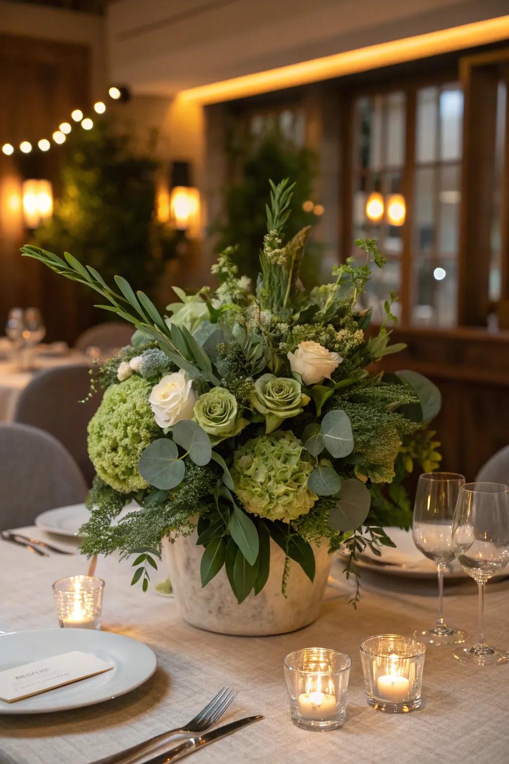 Subtle illumination enhances the calming effect of verdant tones in your decor.