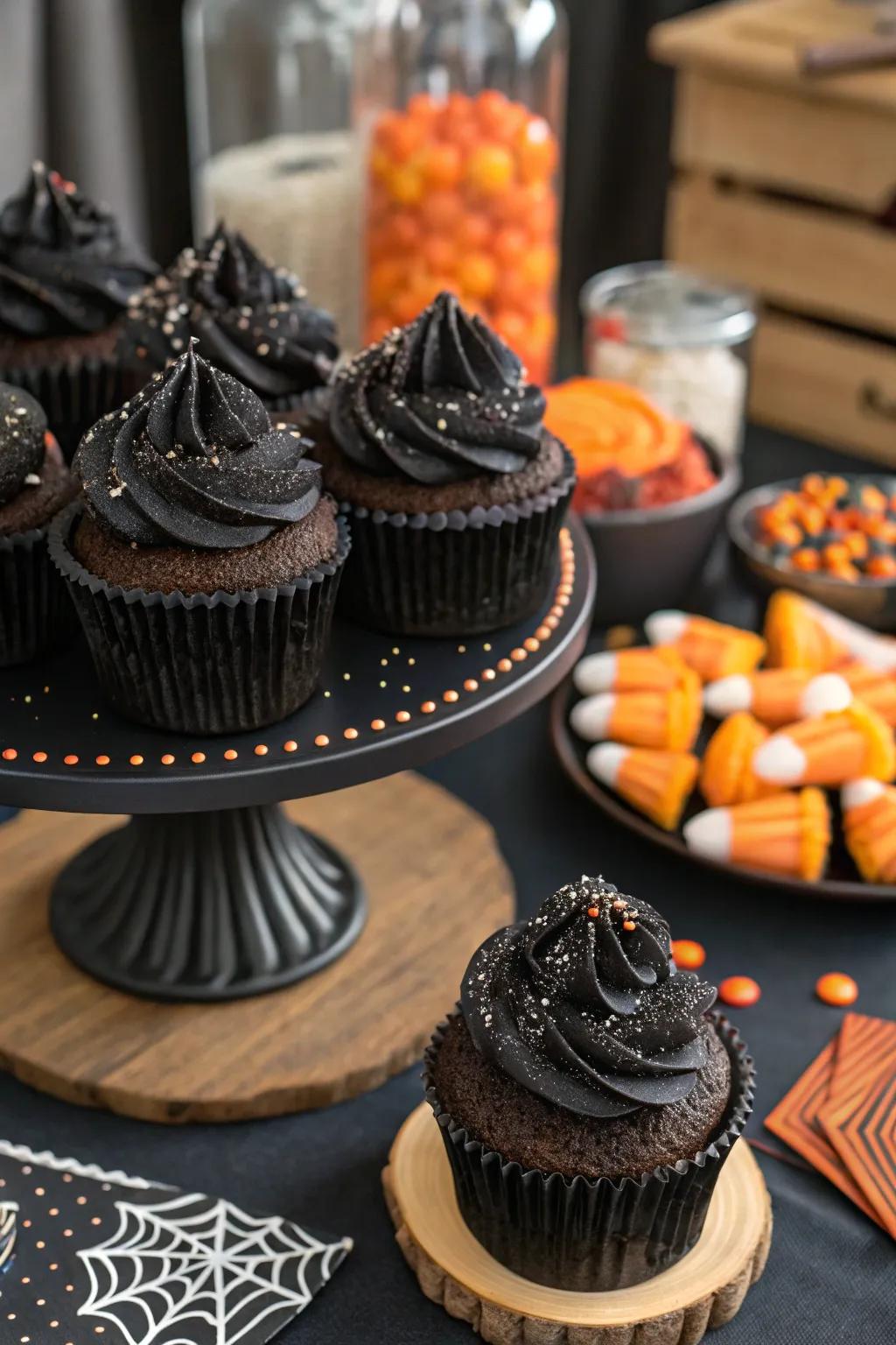 Gothic cupcakes that please both the vision and the gustatory senses.
