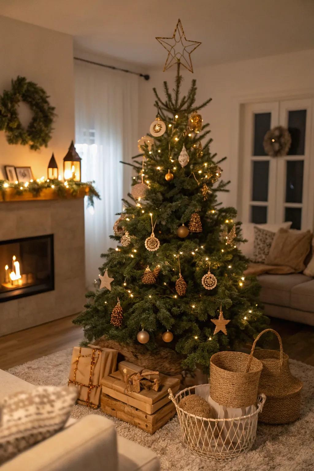 Rural sophistication with timber decorations.