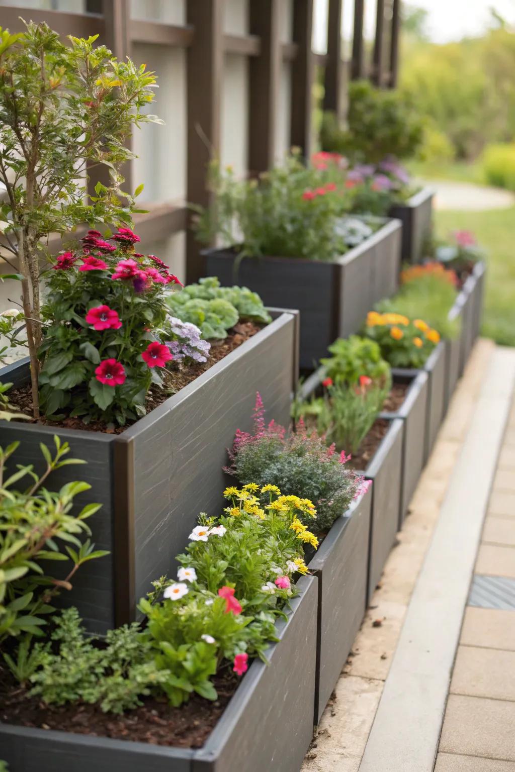 A compact garden bed design maximizes space without diminishing its aesthetic appeal.