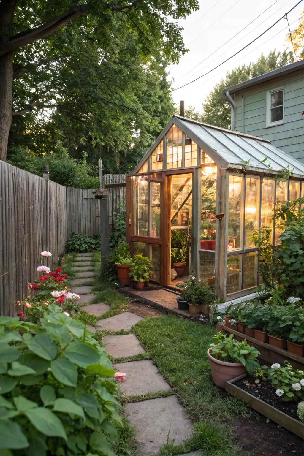 A miniature greenhouse presents a synergy of practicality and beauty.