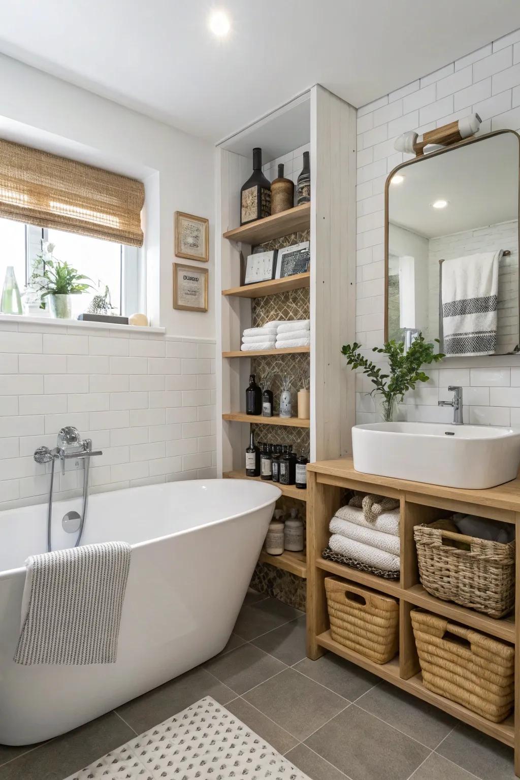 Smart storage retains your bathroom arranged and clutter-free.