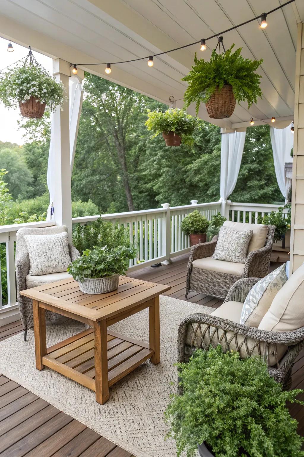Neutral colors blend effortlessly with nature, adding tranquility.