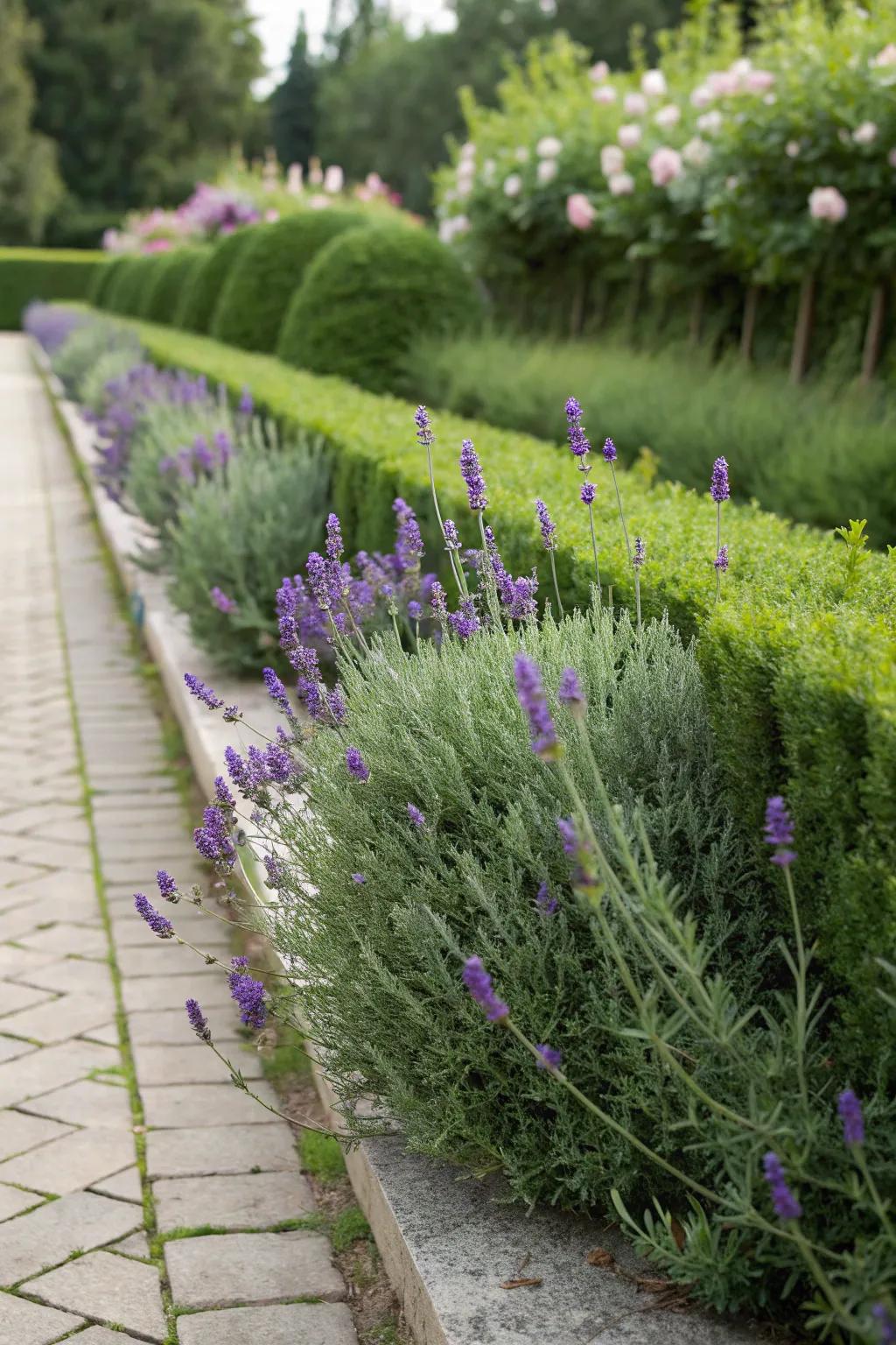 Aromatic herbs forming a fragrant garden screen.