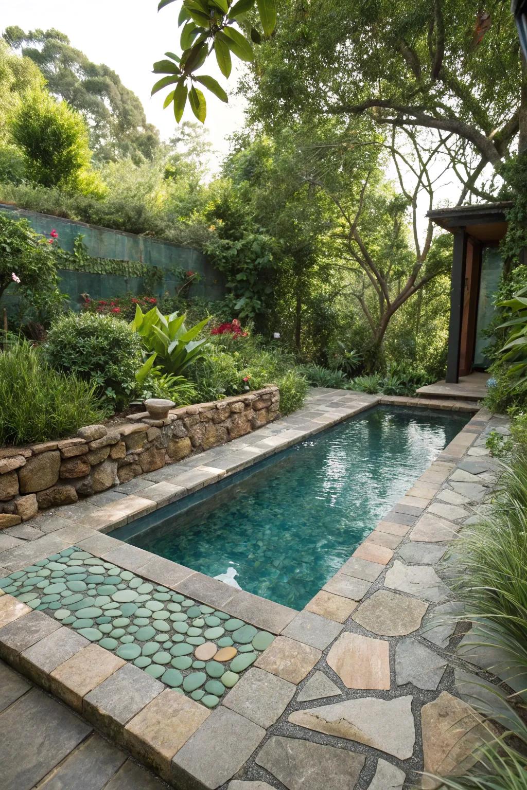 Eco-conscious resources contributing radiance to a modern pool.