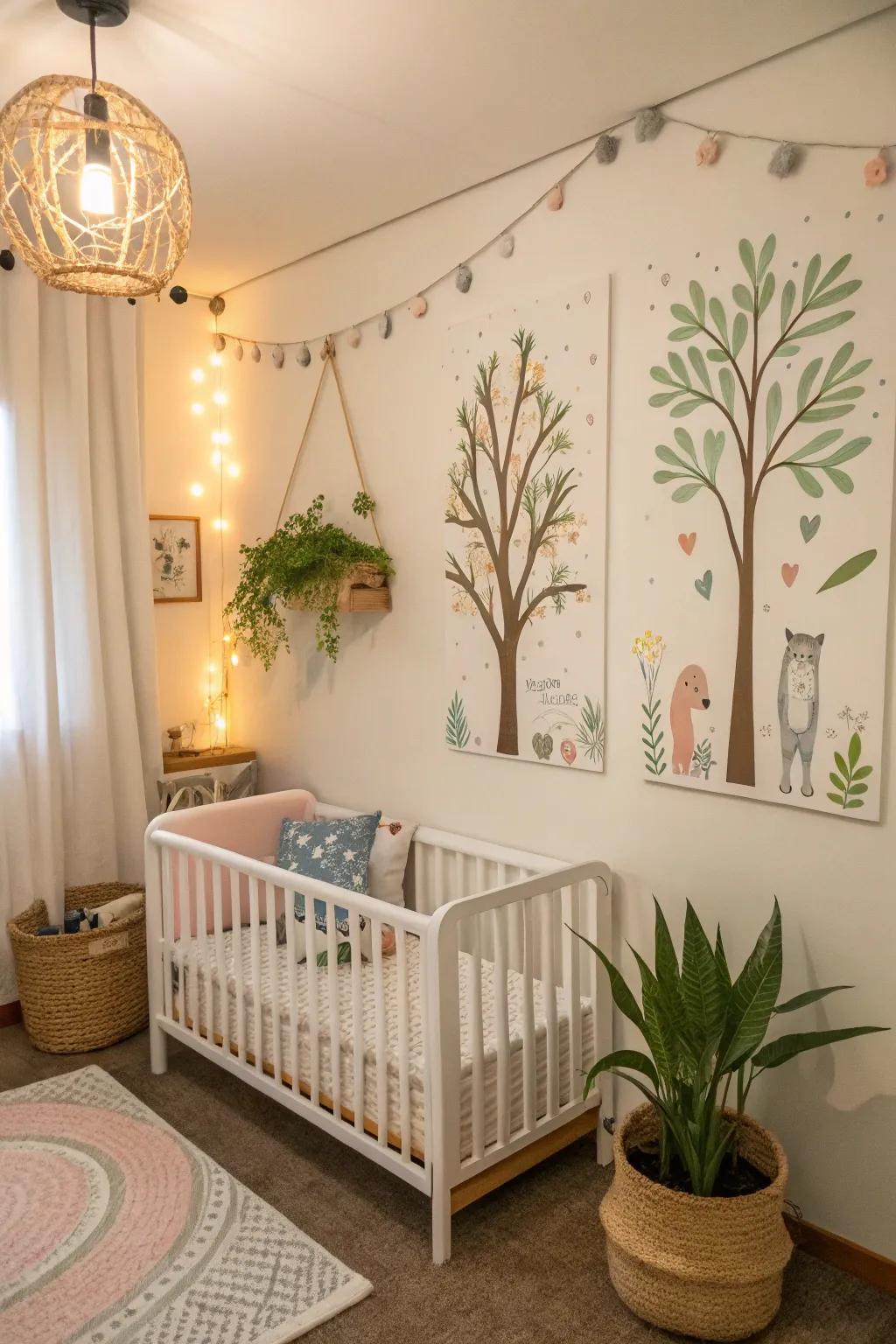 Nature-inspired decor adds tranquility to the nursery.