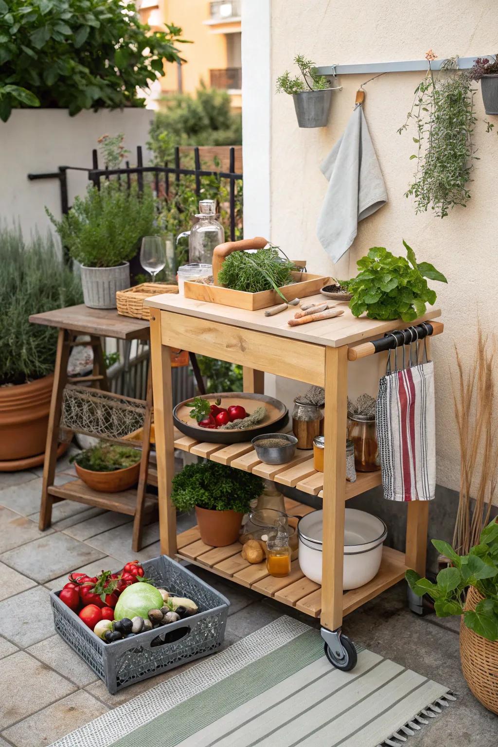 A transportable culinary cart introduces adaptability to your arrangement.