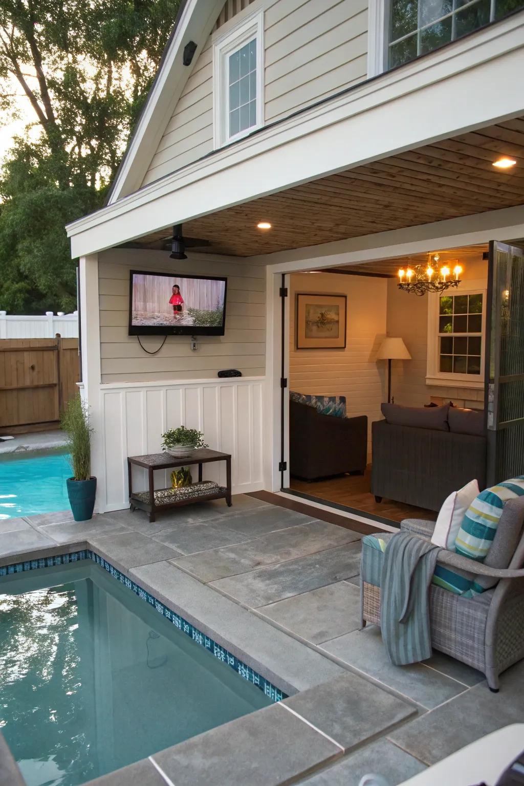 Recreational alternatives such as a television for leisurely afternoons.