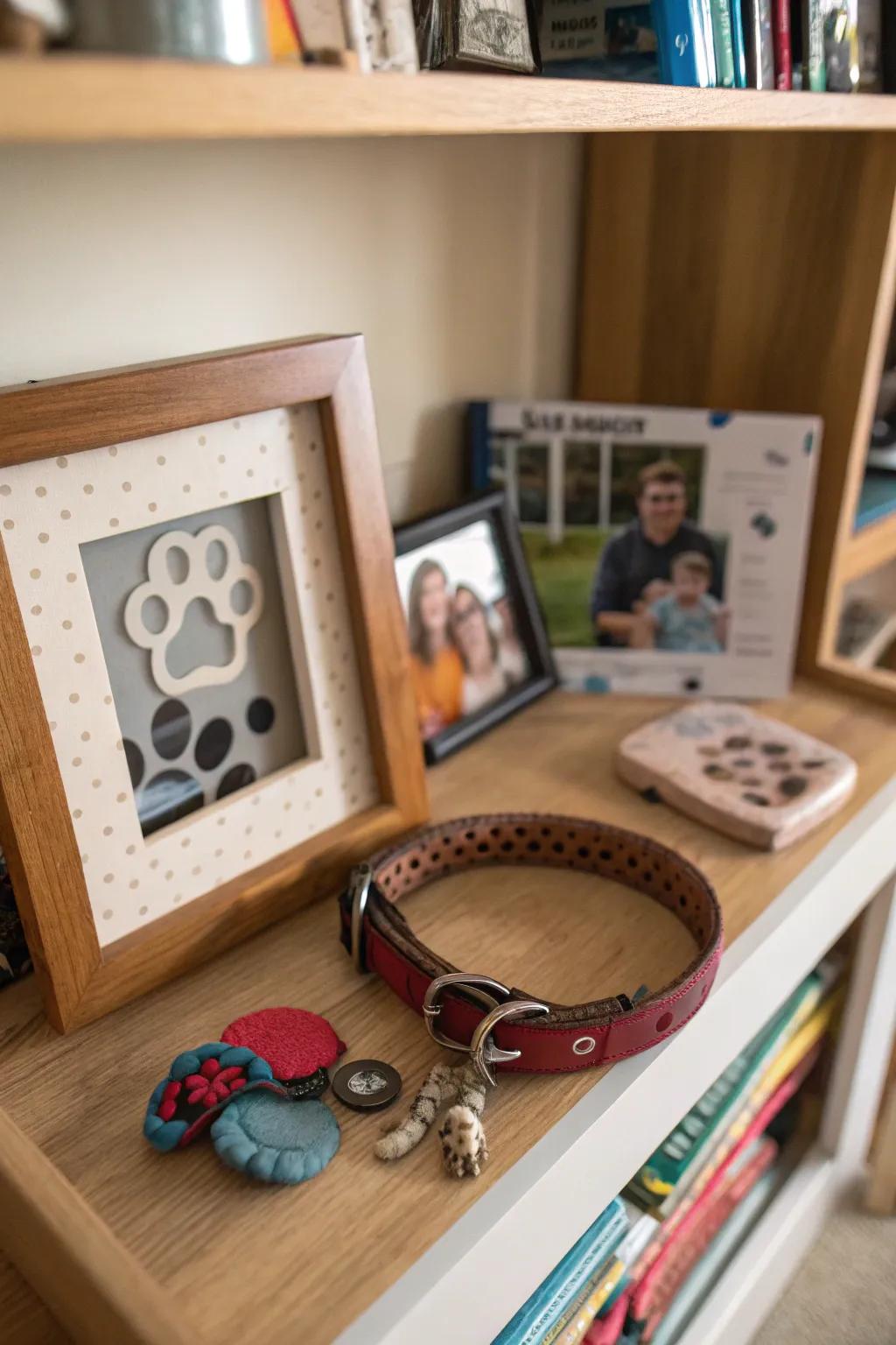 Using a memorial shadow box, honor your pet's life.