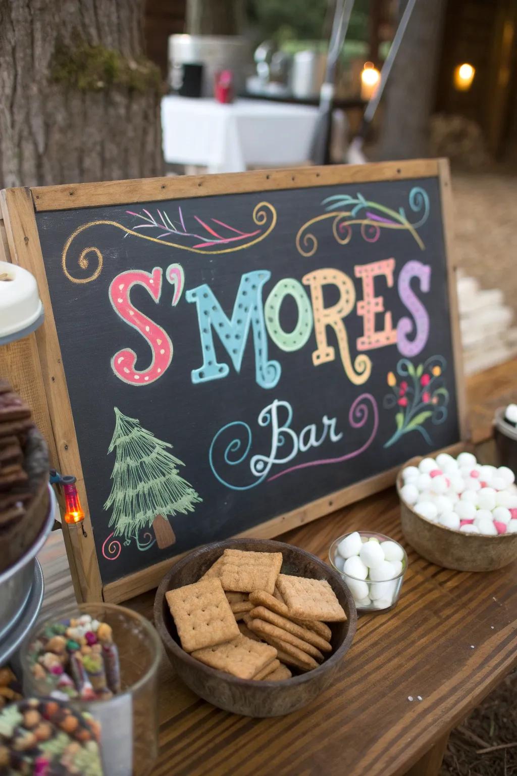Chalkboard signs add a personal and informative touch to your s'mores bar.