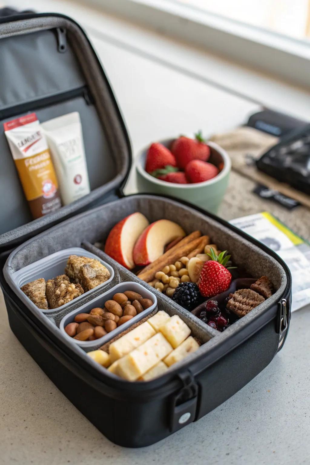 A movable snack container upholds snack coordination while on the move.