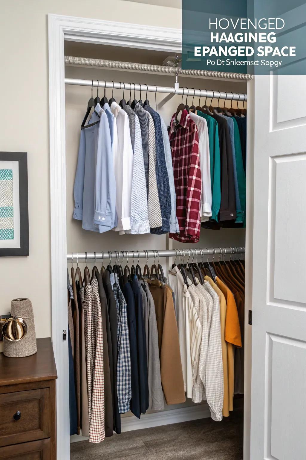 Rod expanders promptly augment hanging area, ideally suited for children's closets.