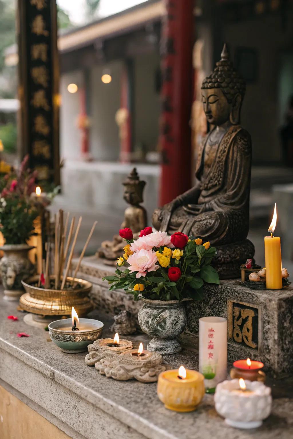 Welcoming direction through divine effigies upon your sacred space.