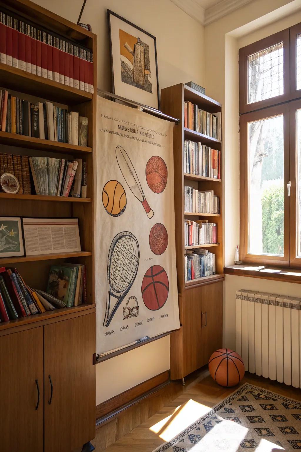 Unveil the artistic quality found in sports equipment via posters.