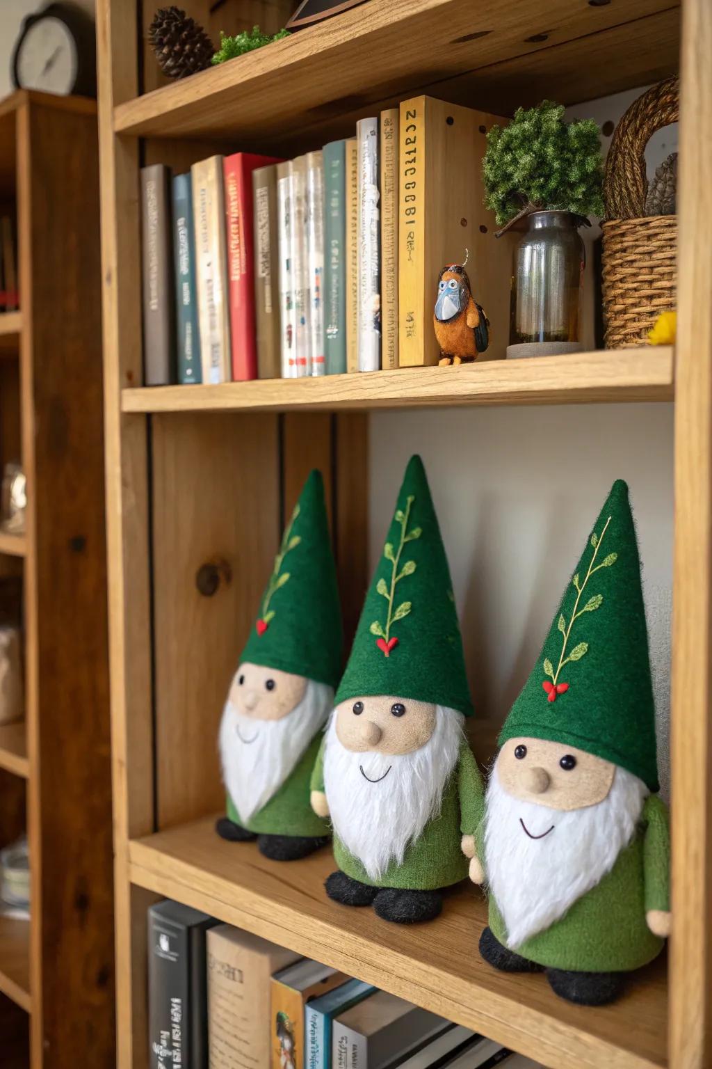 Impart a quirky dimension through fortunate gnome figurines.