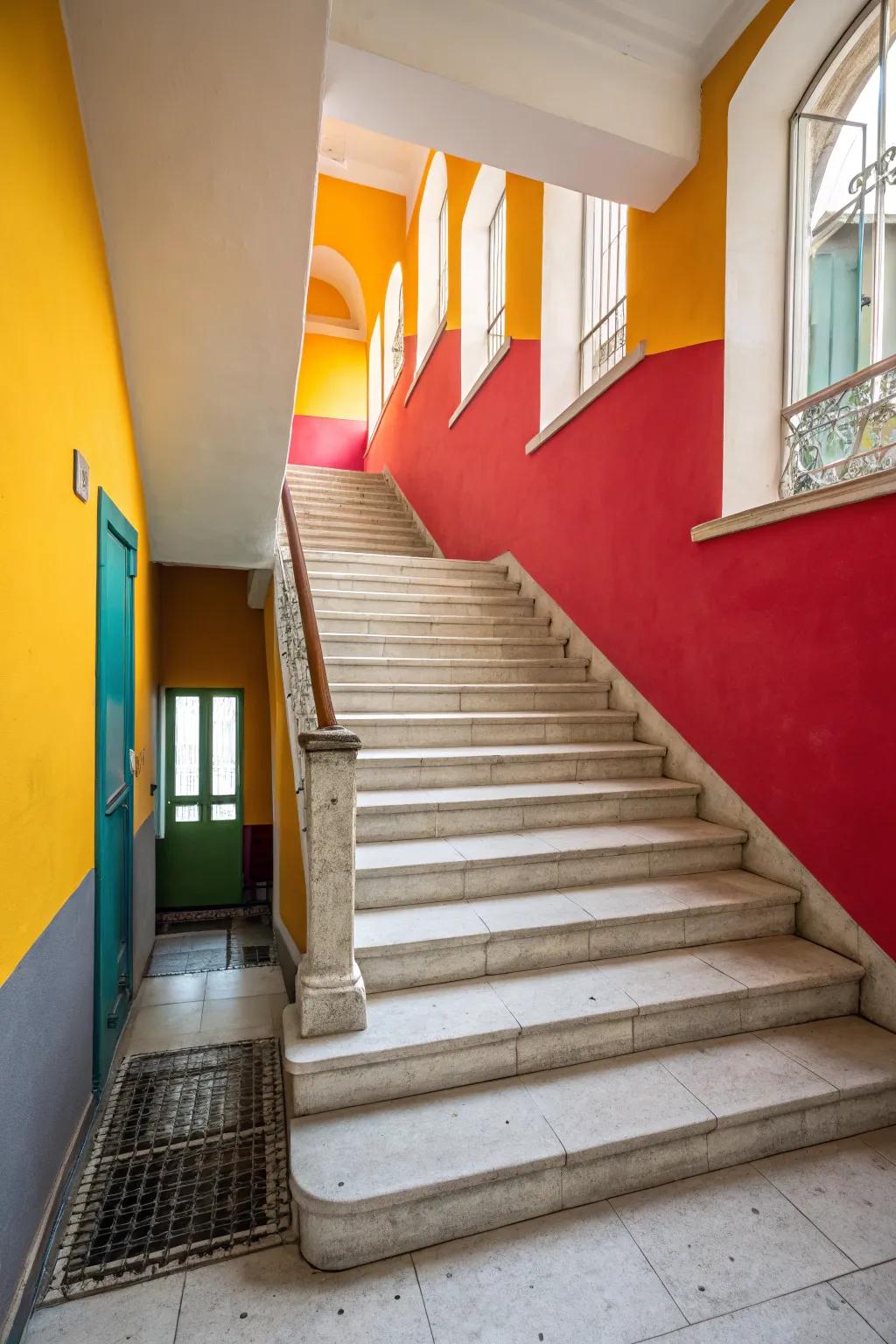 Make sure your stairs stand out by using contrasting colors.