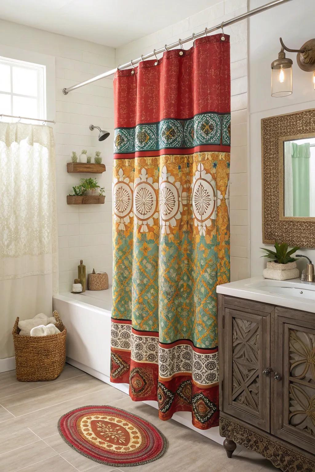 Seasonal shower curtains maintain a fresh and vibrant bathroom decor.