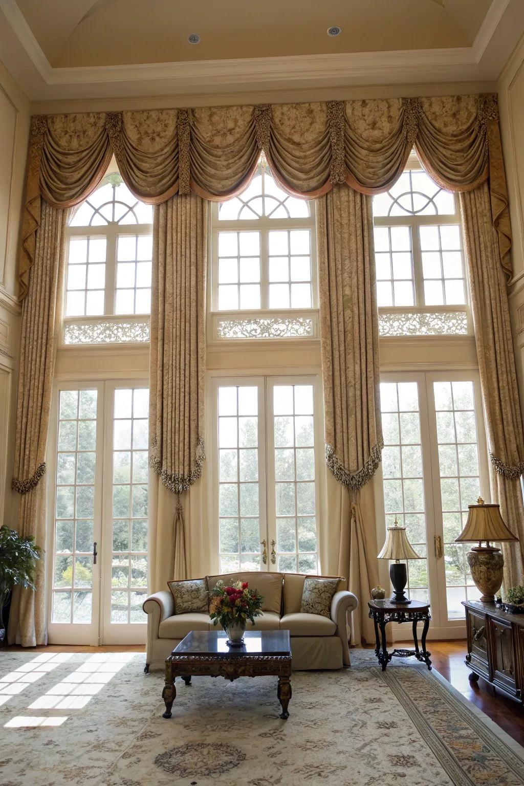 Ornamental top treatments introduce a sense of formality.