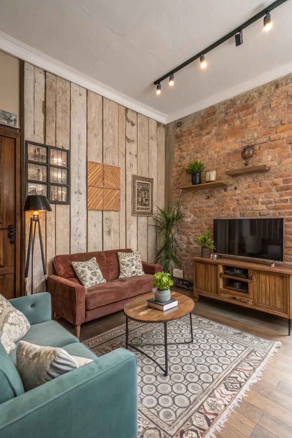 A welcoming area featuring a medley of textured walls.