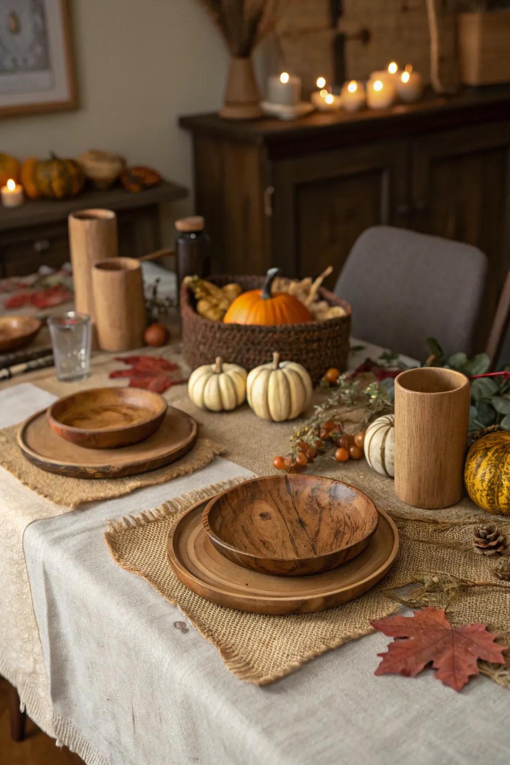 Down-to-earth layers of lumber and burlap to produce a steadfast sentiment.