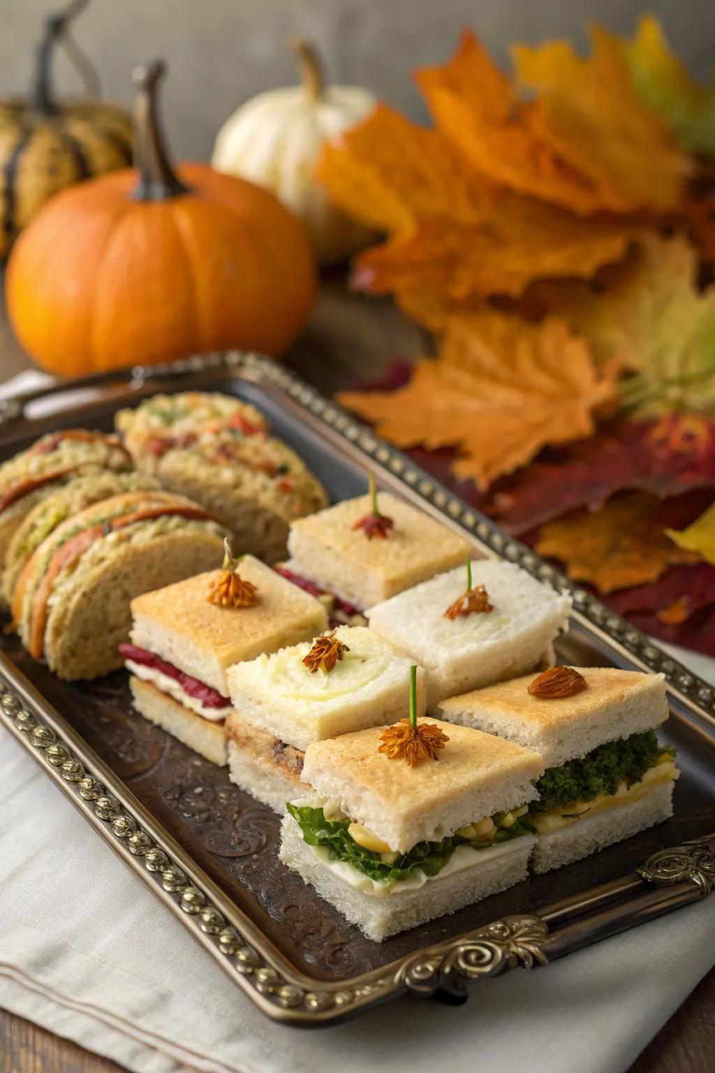 A colorful collection of mini sandwiches that are perfect for snacking.