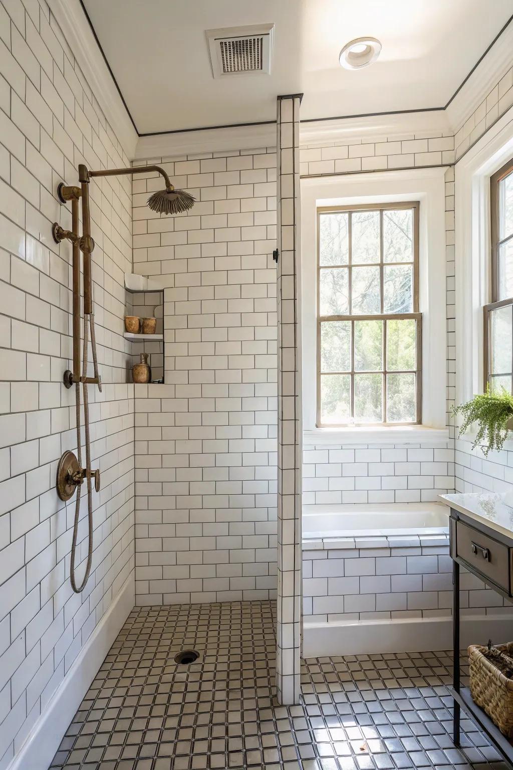 Attain a timeless aesthetic through subway tiles.