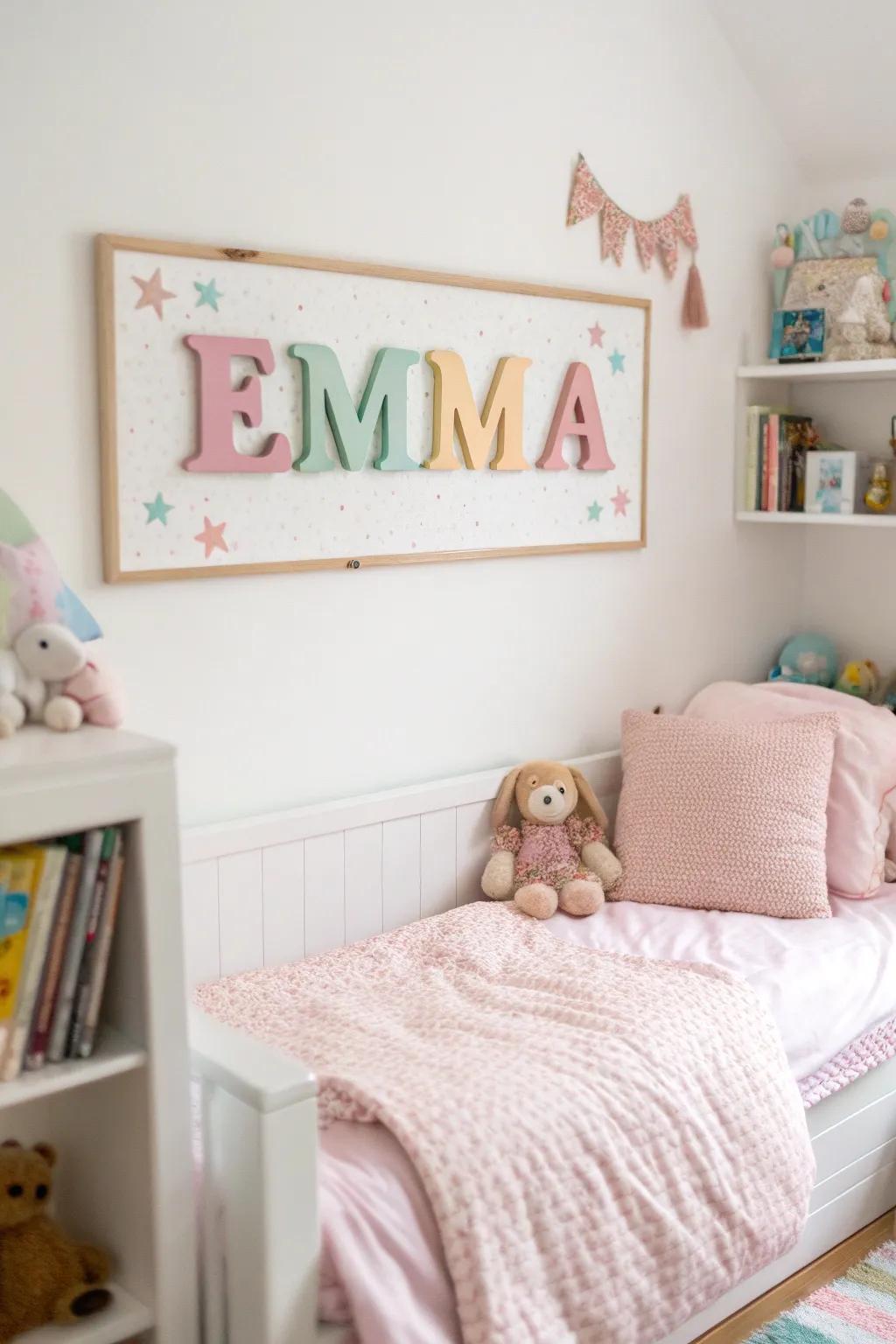 A name decoration adds an individual feel to your child's space.