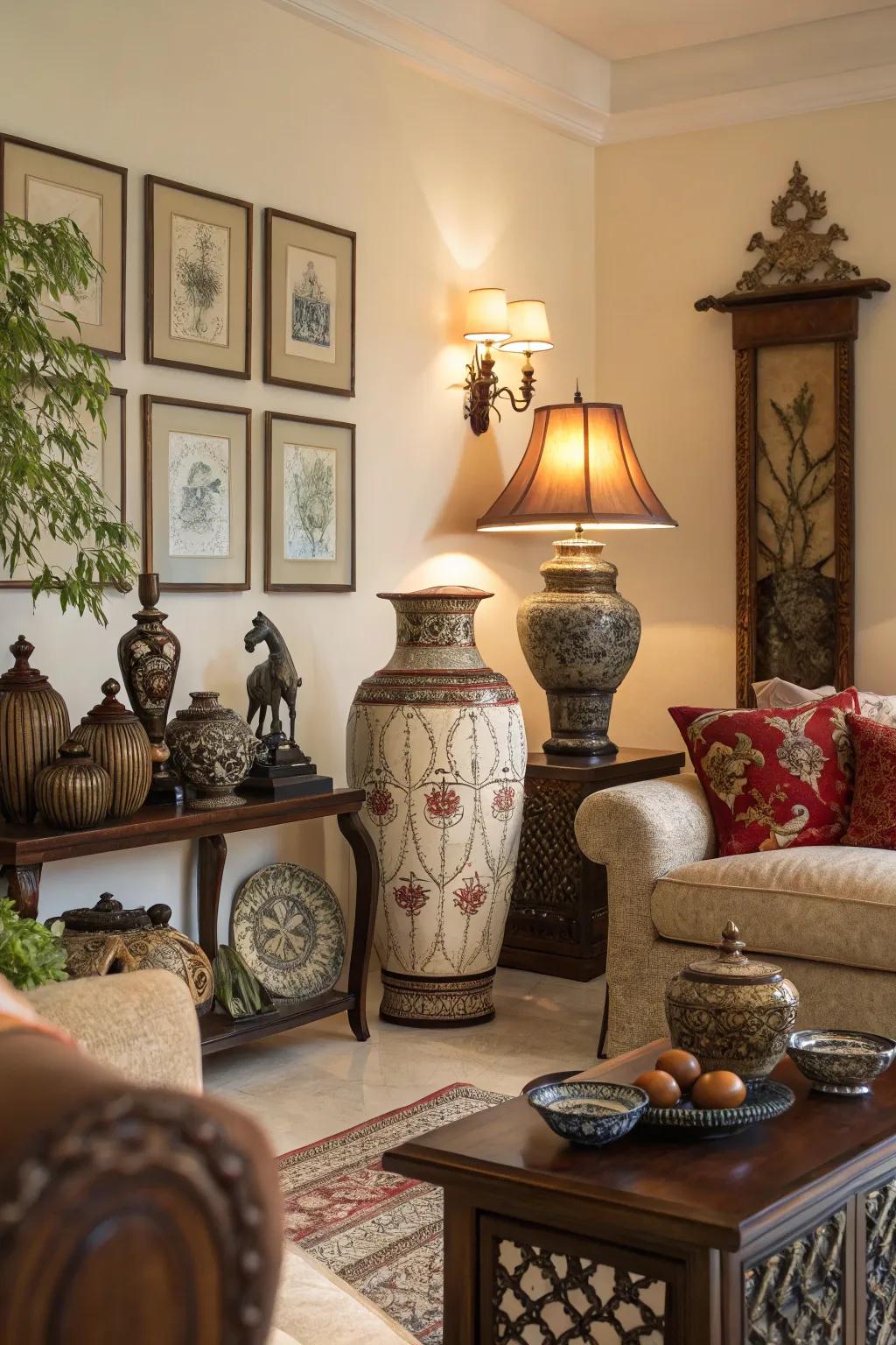 Decorative accents add personal style to this classic living room.
