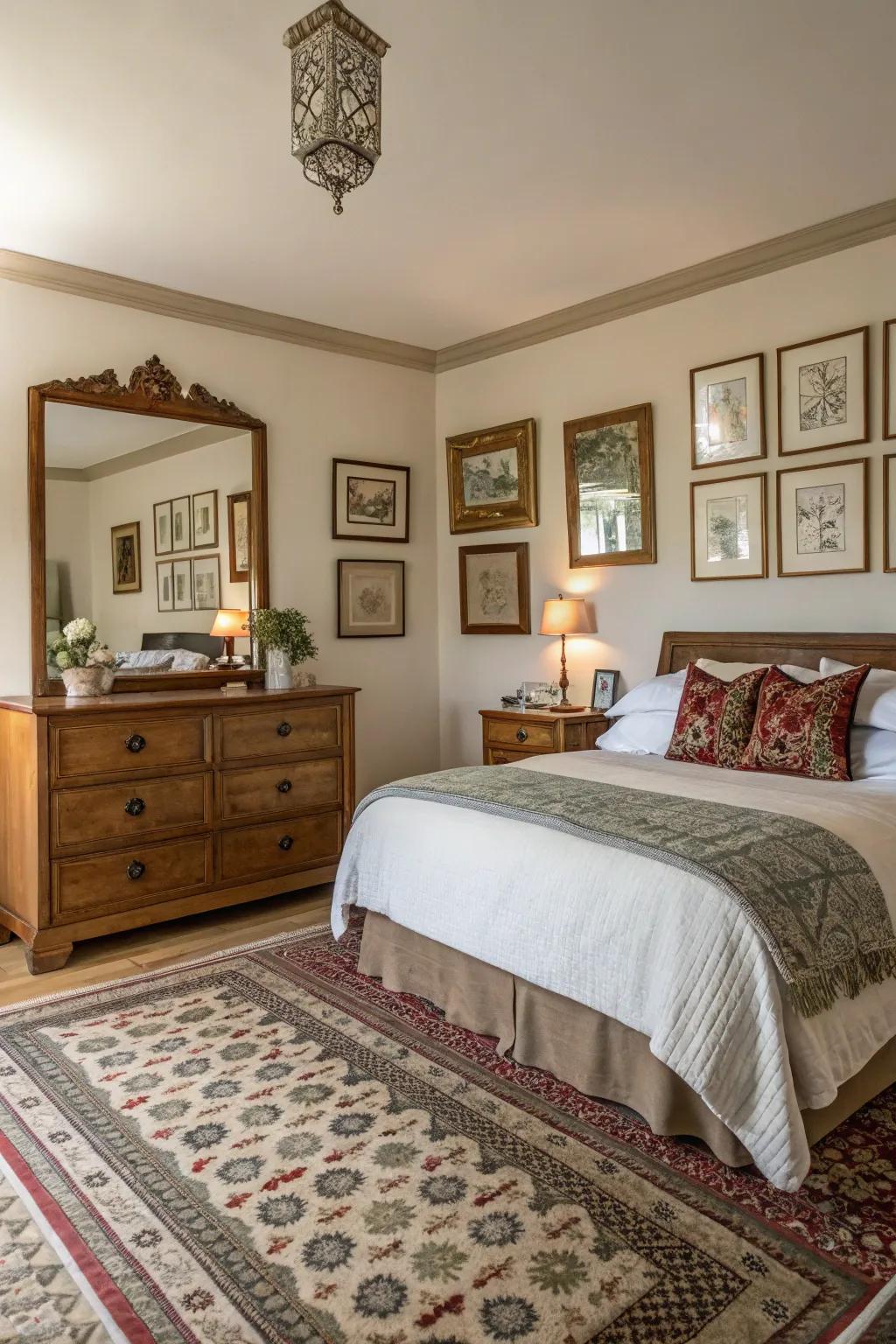 Classic ornaments enhance depth and character.