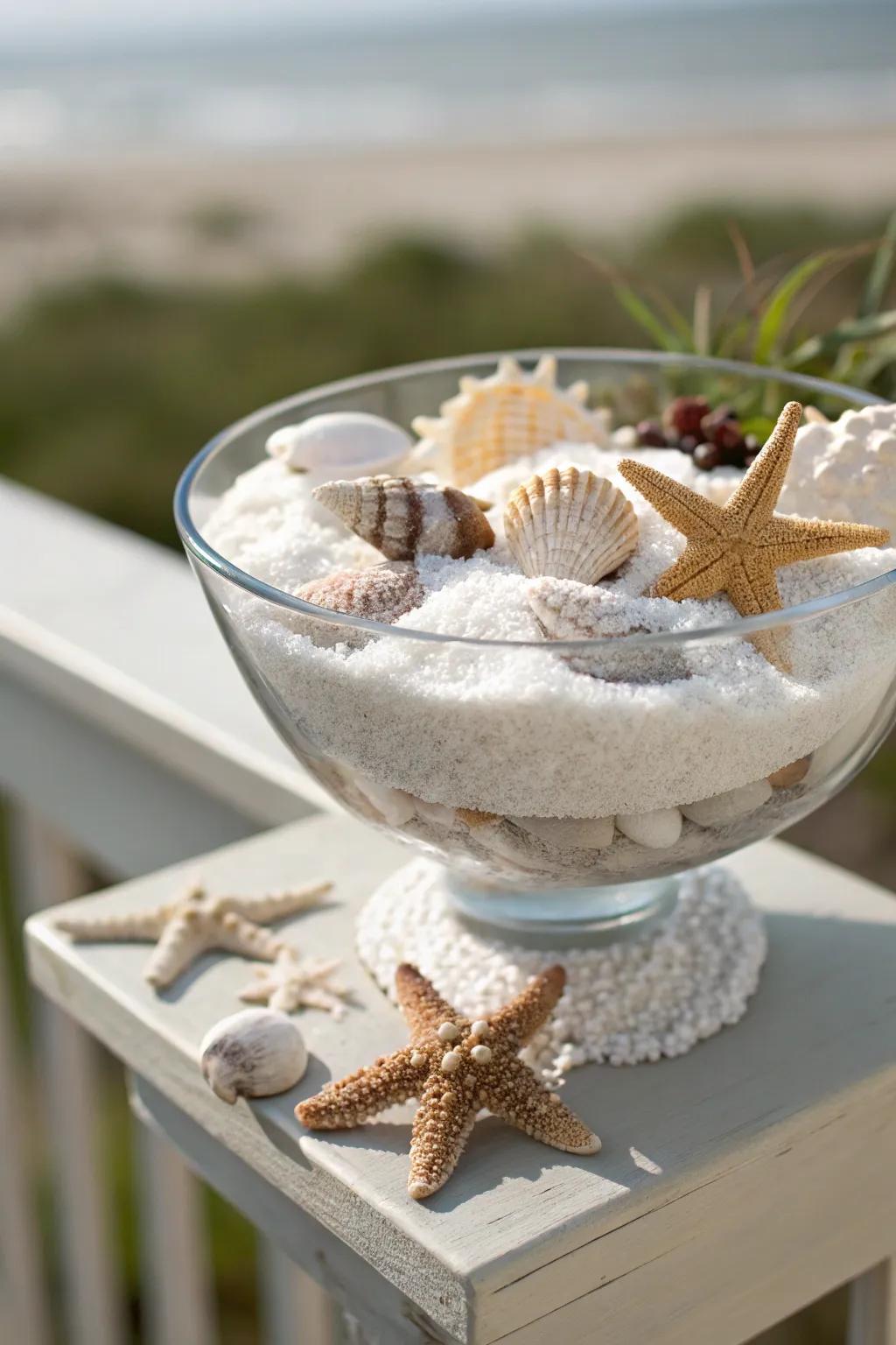 A trifle bowl echoing the serenity of the seaside.