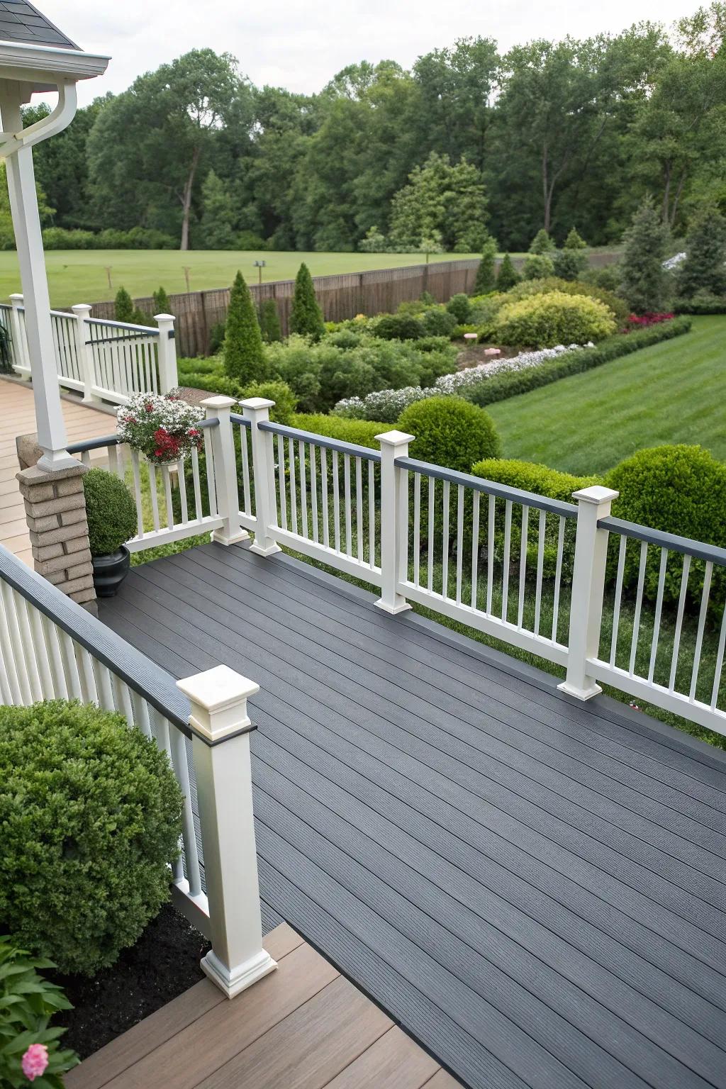 Dark gray and ivory pair to create a striking, modern-classic deck.