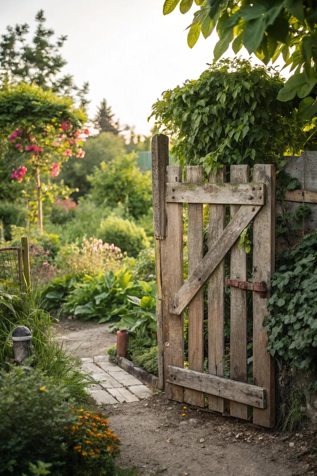 A sustainable entrance crafted from reclaimed platforms.