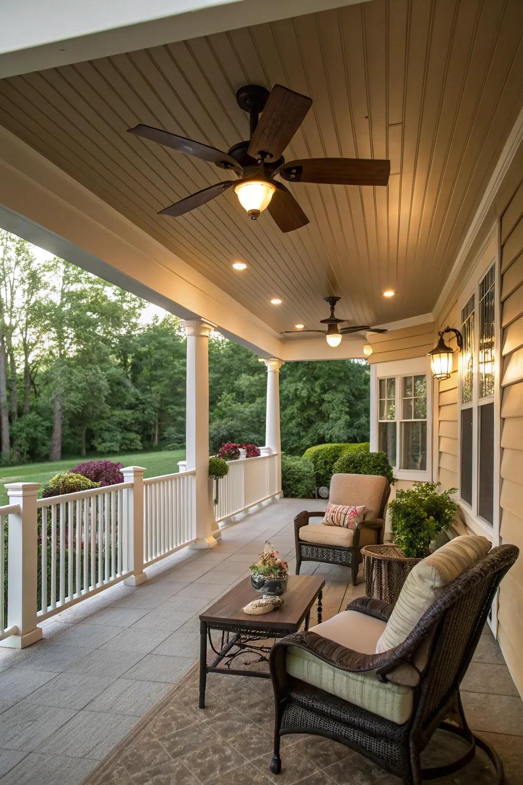Vinyl ceilings with fans deliver both style and cooling comfort.