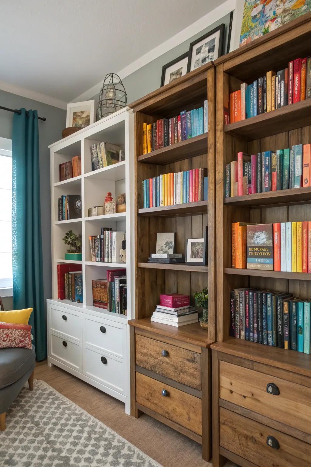 Eclectic bookshelves serve as a reflection of your distinct disposition and panache.