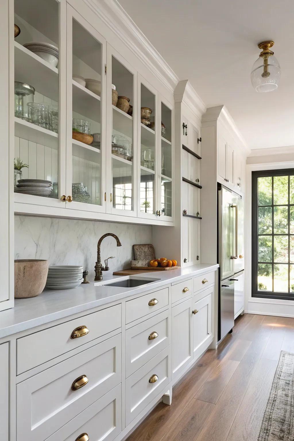 Timeless metal buttons matching a traditional cooking area layout.