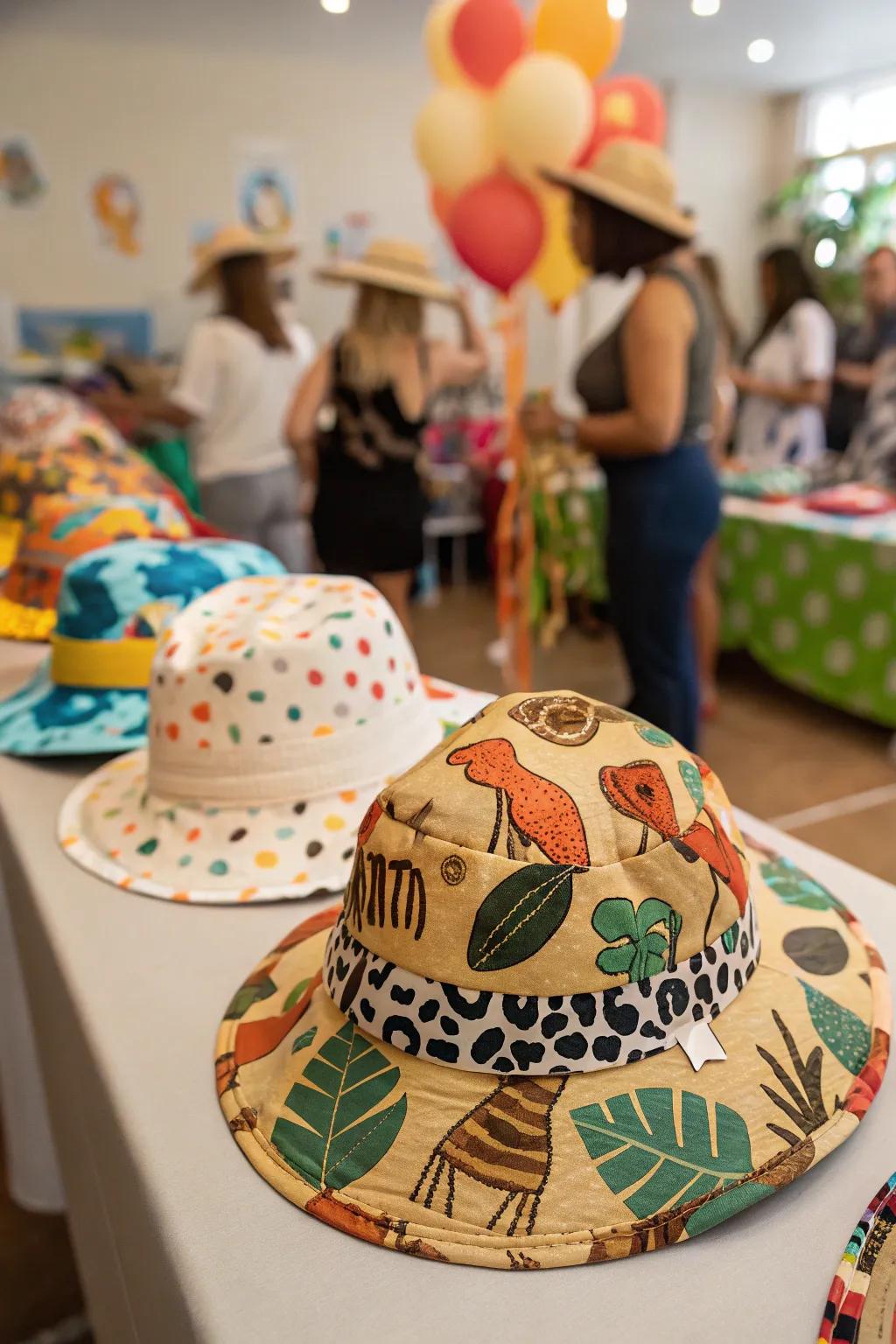 Safari solar bonnets, ideal for alfresco excursions.