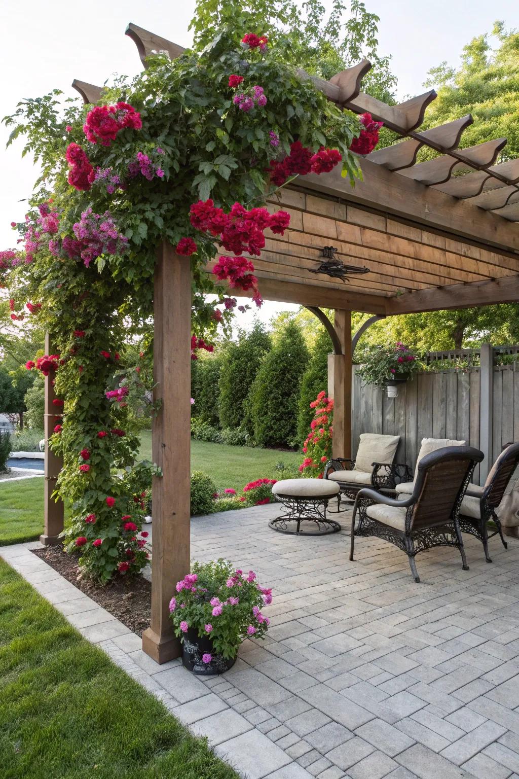 A charming trellis offering shade and a touch of elegance.