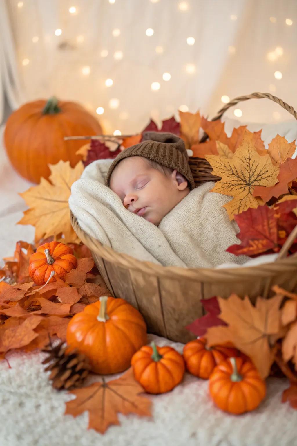 Seasonal motifs infuse a contextual narrative into your baby's images.