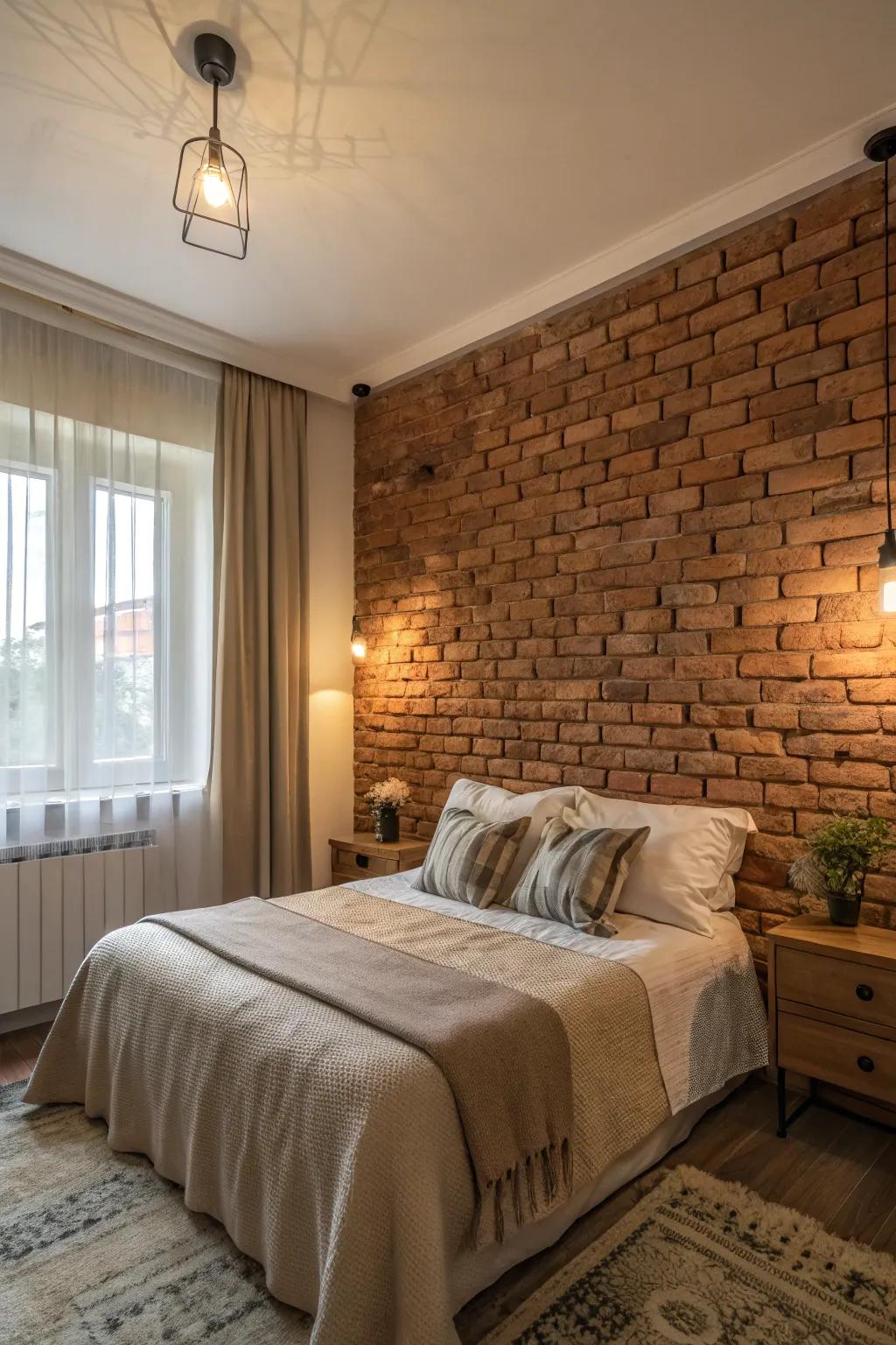 Accent walls present texture and visual intrigue