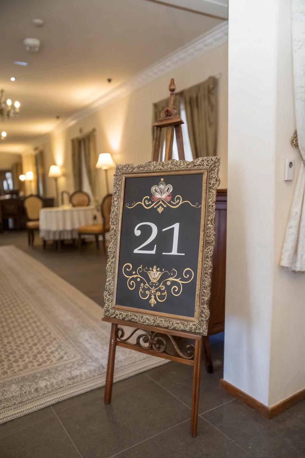 Classic-inspired signs infuse timeless charm into the celebration.