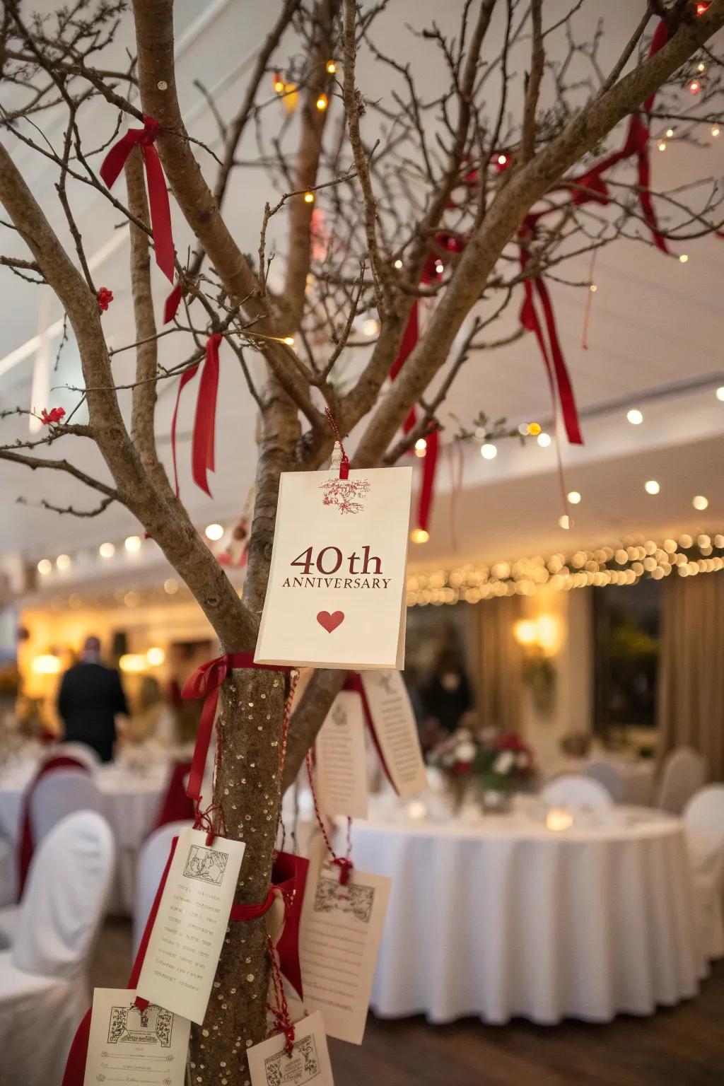 An interactive wish tree adorned with tokens of love and good wishes.